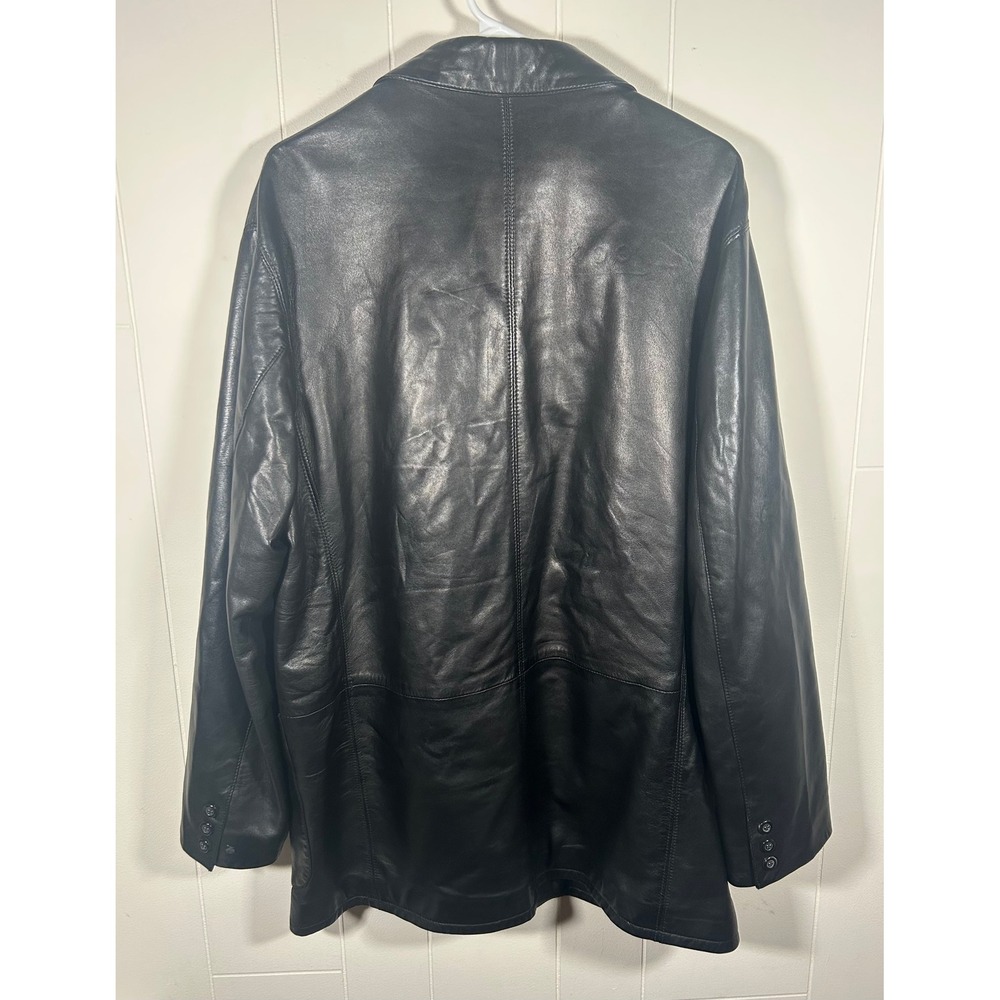Marcus Neiman Marcus Collection Mens Black Leather Blazer Jacket Made in Italy L - Picture 5 of 6